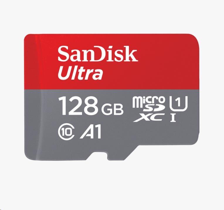 SanDisk MicroSDXC karta 128GB Ultra (100MB/s, Class 10, Android) + adaptér