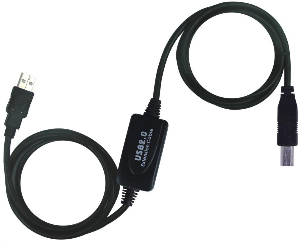 PREMIUMCORD USB 2.0 repeater a propojovací kabel A/M-B/M 15m (ku2rep15ab)