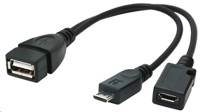 GEMBIRD Kabel USB AF/micro BM + micro BF, OTG + dobíjení, 15cm, pro tablety a smartphone A-OTG-AFBM-04