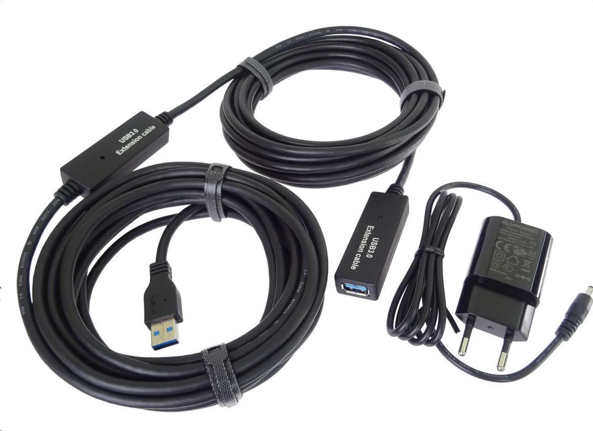 PremiumCord USB 3.0 repeater a prodlužovací kabel A/M-A/F 10m ku3rep10