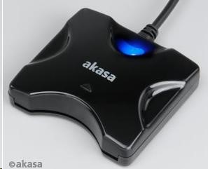 AKASA čtečka karet AK-CR-03BKV2 externí, USB 2.0, podpora čipových karet electronic ID a SMART, černá