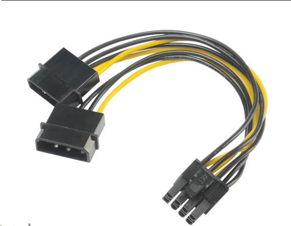 AKASA adaptér 4 pin Molex na 6+2pin PCIe, 15 cm AK-CBPW20-15