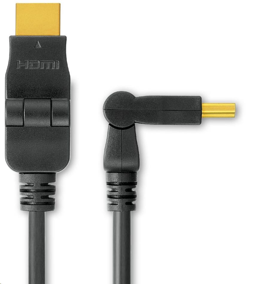 PREMIUMCORD Kabel HDMI A - HDMI A M/M 2m, otočné zlacené konektory kphdmo2