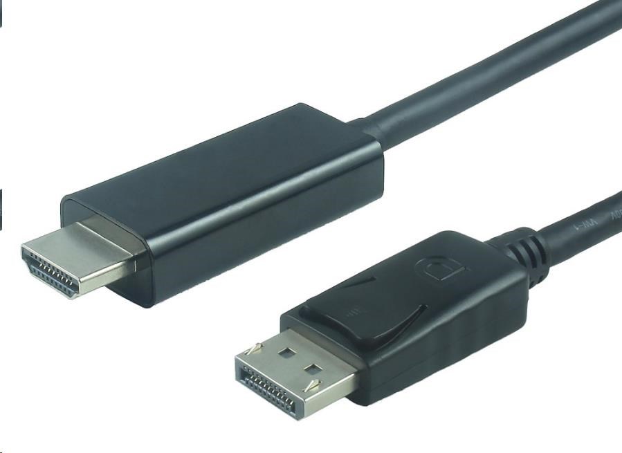 PREMIUMCORD Kabel DisplayPort 1.2 na HDMI 2.0, pro rozlišení 4Kx2K@60Hz, 1m kportadk04-01