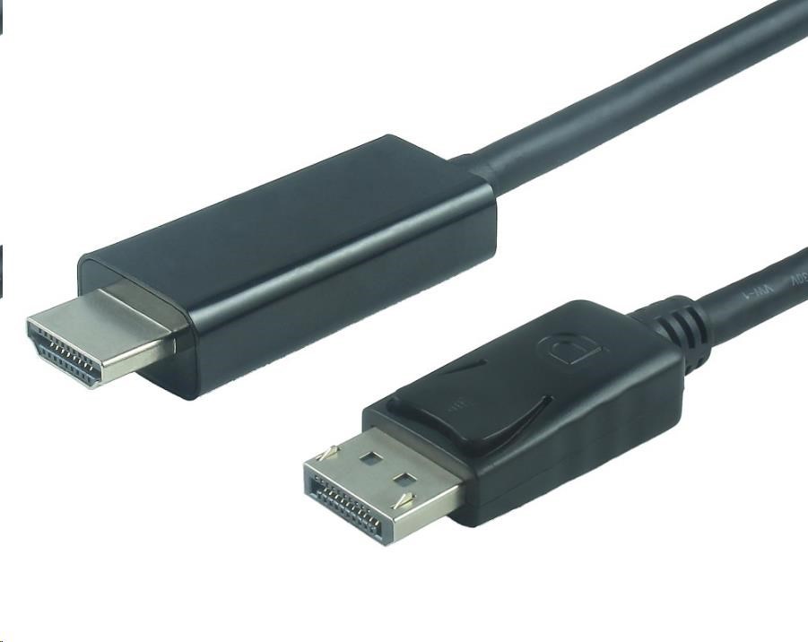 PREMIUMCORD Kabel DisplayPort 1.2 na HDMI 2.0, pro rozlišení 4Kx2K@60Hz, 2m kportadk04-02