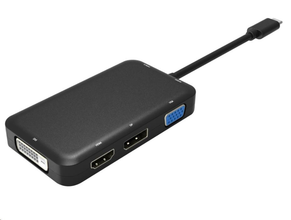 PREMIUMCORD Převodník USB3.1 typ C na HDMI + DVI + VGA + DisplayPort + PD charge ku31dock10