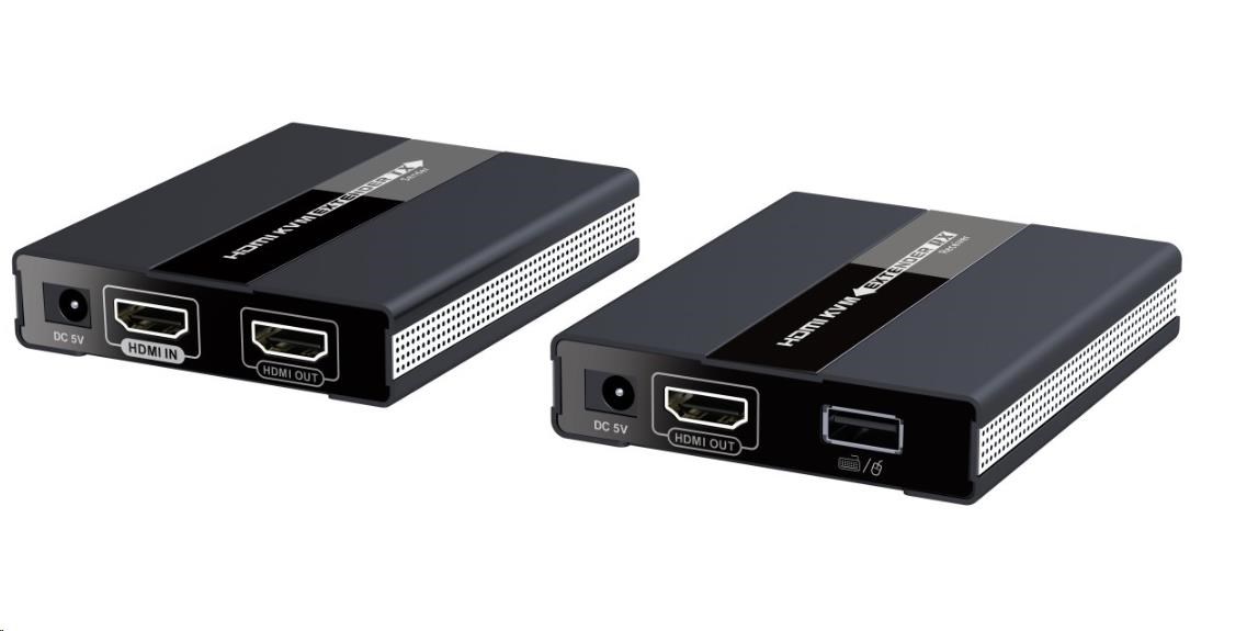 PREMIUMCORD HDMI extender s USB na 60m přes jeden kabel Cat5/6, bez zpoždění khext60-4