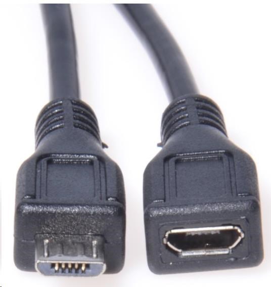 PremiumCord Kabel prodlužovací micro USB 2.0 male-female, černý 2m ku2me2f