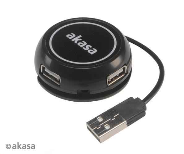 AKASA HUB USB Connect4C 4 in 1, 4x USB 2.0,17cm kabel, externí AK-HB-19BK