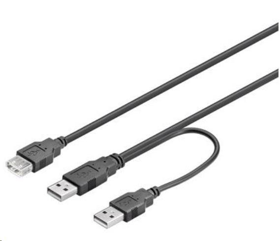 PREMIUMCORD Kabel USB 2.0 napájecí Y kabel A/M + A/M -- A/F 0.4m + 0.5m ku2y01