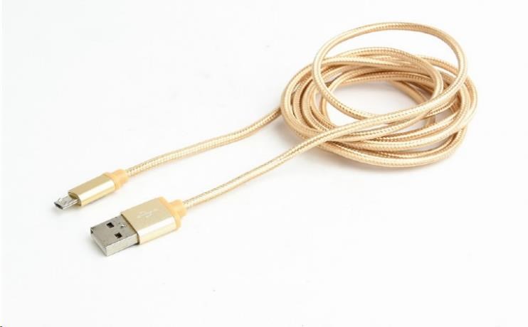 GEMBIRD Kabel USB A Male/Micro B Male 2.0, 1,8m, opletený, zlatý, blister CCB-mUSB2B-AMBM-6-G