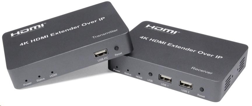 PREMIUMCORD HDMI extender s USB na 150m over IP, bez zpoždění khext150-1