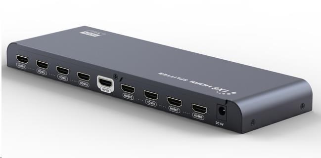 PremiumCord HDMI 2.0 splitter 1-8 porty, 4K x 2K/60Hz, FULL HD, 3D, černý KHSPLIT8F