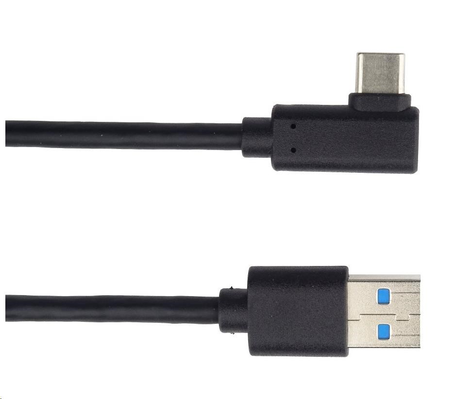 PREMIUMCORD Kabel USB typ C/M zahnutý konektor 90° - USB 3.0 A/M, 50cm ku31cz05bk