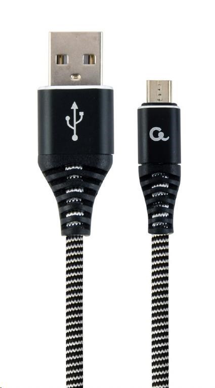 Gembird CC-USB2B-AMmBM-2M-BW USB 2.0 AM na MicroUSB (AM/BM), opletený, 2m, černo-bílý