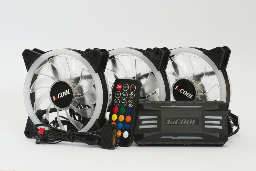 1stCOOL Fan KIT AURA EVO 2 ARGB, 3x Dual Ring ventilátor + řadič + dálkový ovladač KIT-AURA-EVO-2