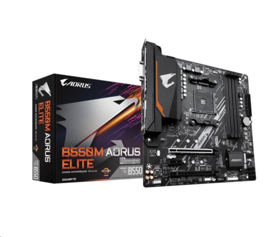 GIGABYTE MB Sc AM4 B550M AORUS ELITE, AMD B550, 4xDDR4, 1xHDMI, 1xDVI, mATX