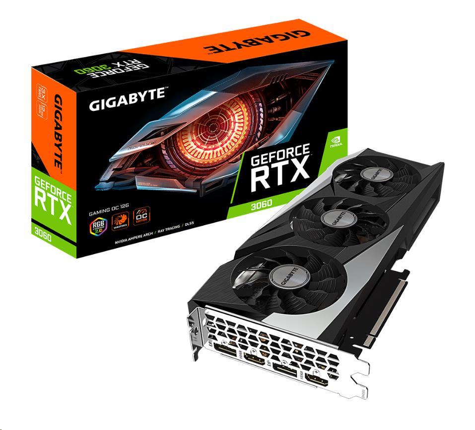 GIGABYTE VGA NVIDIA GeForce RTX 3060 GAMING LHR OC 12G, 12G GDDR6, 2xDP, 2xHDMI GV-N3060GAMING OC-12GD 2.0