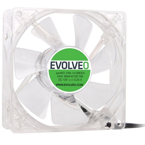 EVOLVEO ventilátor 140mm, LED zelený (FAN 14 GREEN)