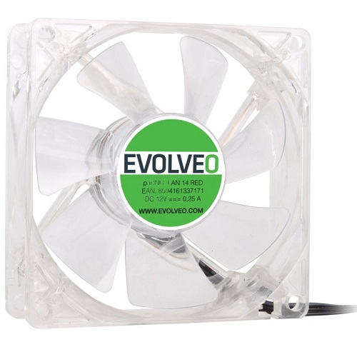 EVOLVEO ventilátor 140mm, LED červený (FAN 14 RED)