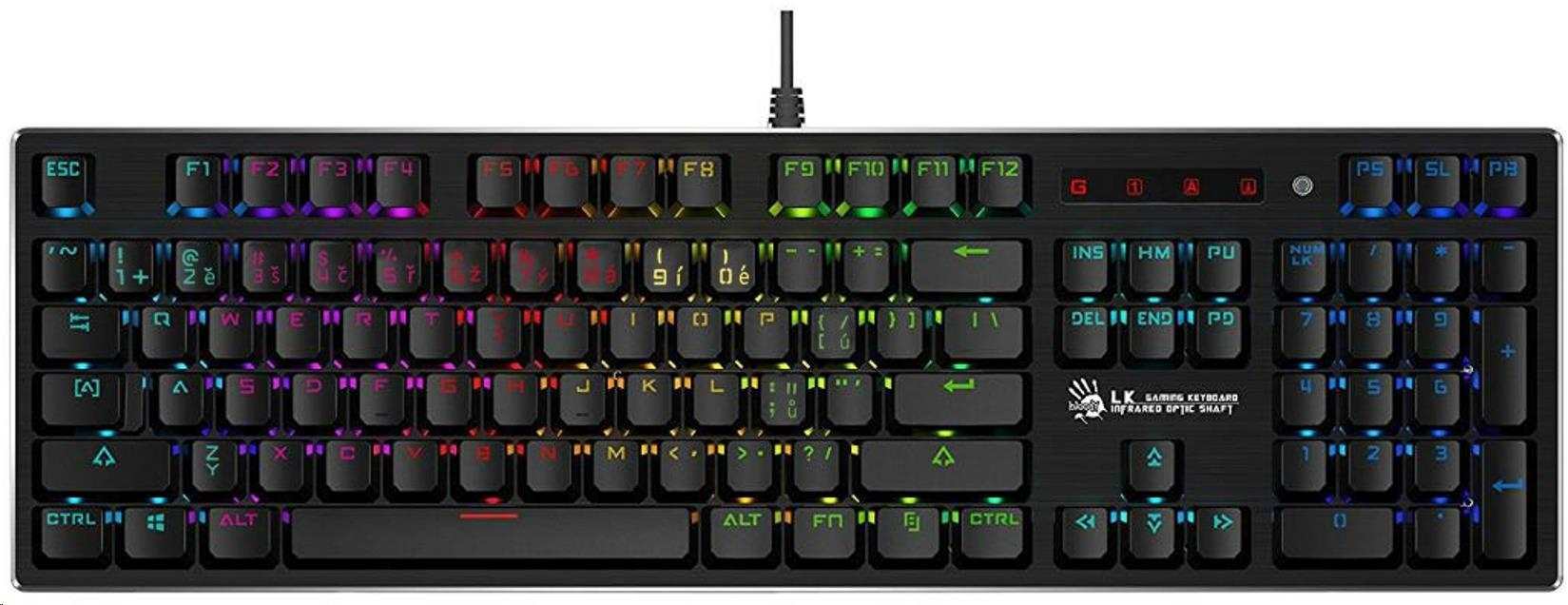 A4tech Bloody B820R mechanická RGB herní klávesnice, USB, CZ