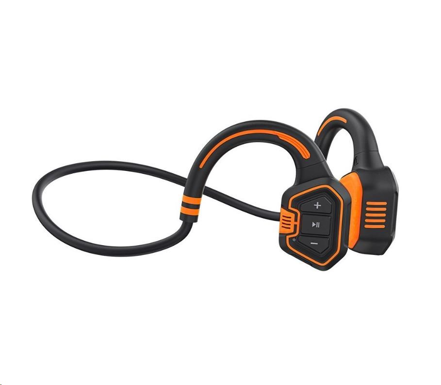 EVOLVEO bezdrátová sluchátka BoneSwim MP3 16GB, na lícní kosti, oranžová BS-MP3-16GB-OR