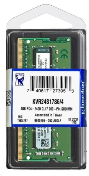 Kingston SODIMM DDR4 4GB 2666MHz CL19 KVR26S19S6/4