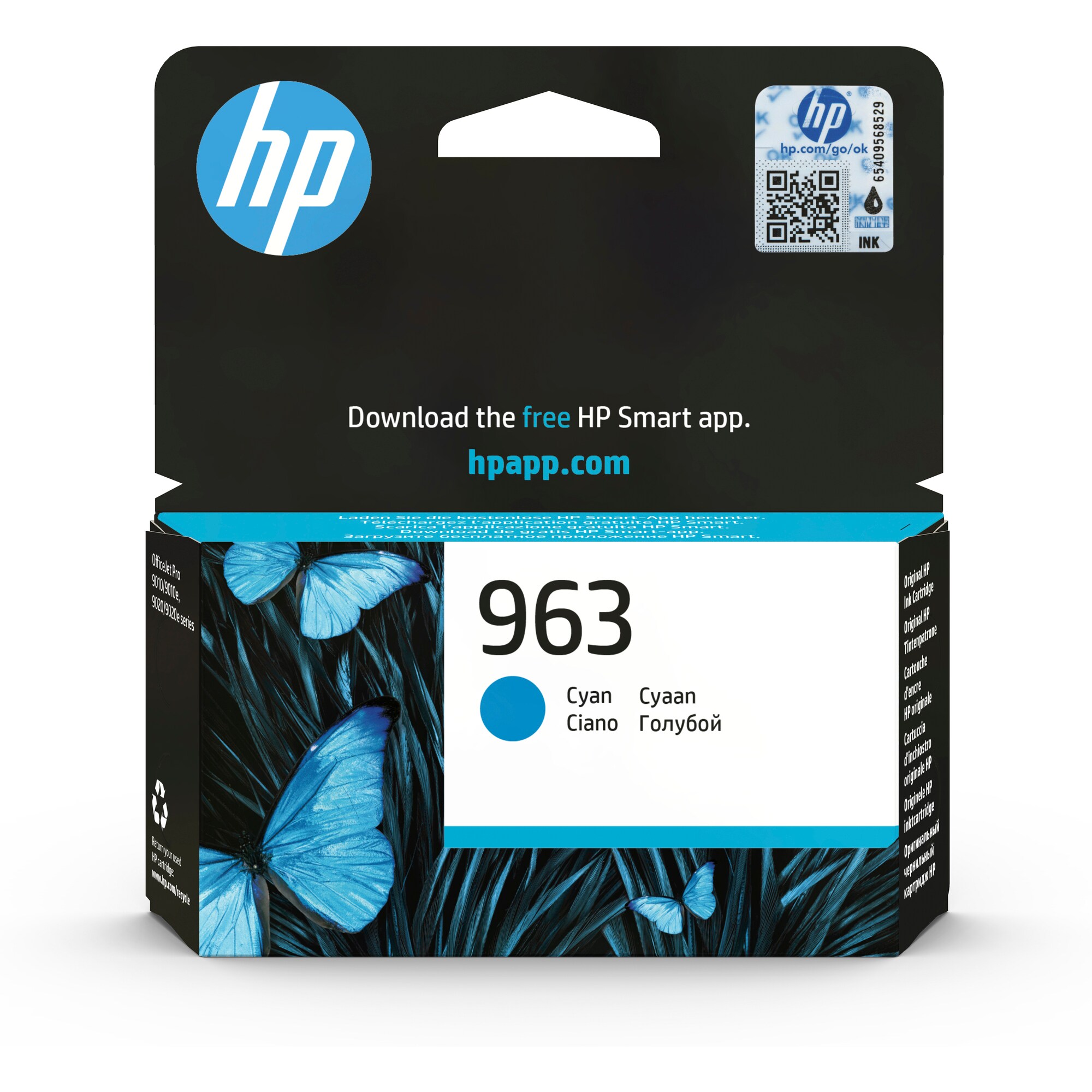 HP 963 originální inkoustová kazeta azurová 3JA23AE