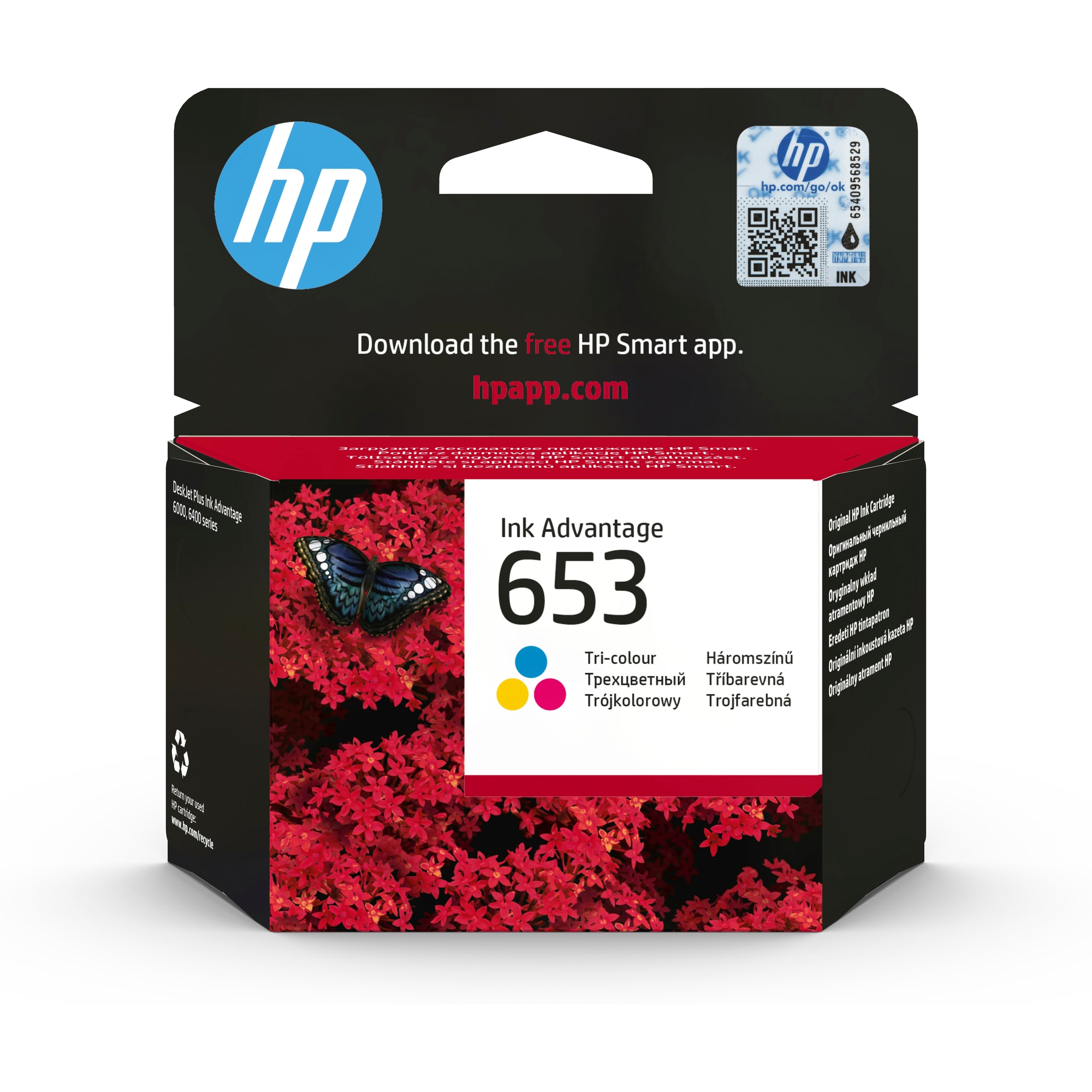 HP 653 originální inkoustová kazeta tříbarevná 3YM74AE