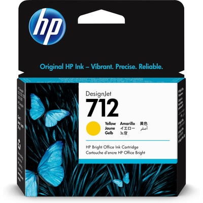 HP 712 29-ml Yellow DesignJet Ink Cartridge 3ED69A