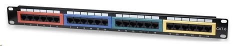 Intellinet Patch Panel, 19", Cat6, 24-Port, UTP, 1U, Colored, Black (513692)