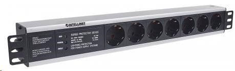 Intellinet 19" 1.5U Rackmount 7-Way Power Strip - German Type, rozvodný panel, 7x DE zásuvka, 3m kabel,přepeťová ochrana (714006)