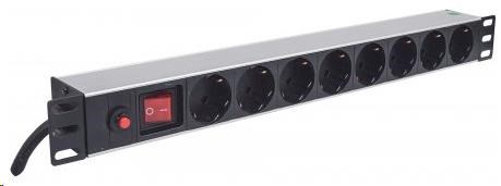 Intellinet 19" 1U Rackmount 8-Way Power Strip - German Type, rozvodný panel, 8x DE zásuvka, 3m kabel (713986)