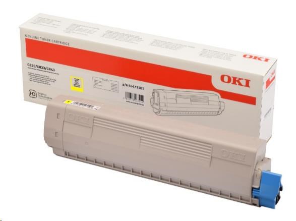 OKI Yellow toner do C823/C833/C843 (7 500 stránek) (46471101)