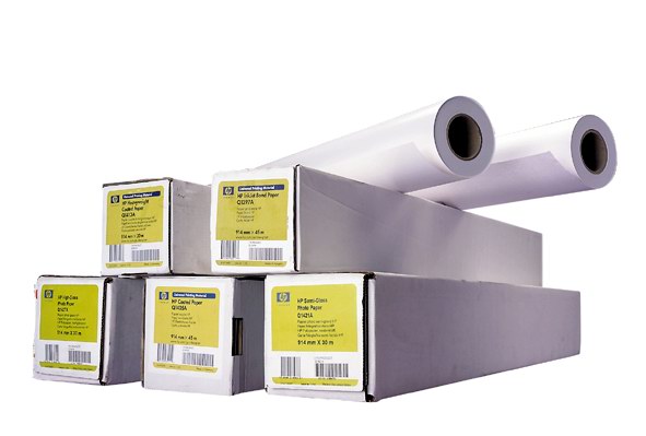 HP Bright White Inkjet Paper, 119 microns (4.7 mil) • 90 g/m2 (24 lbs) • 610 mm x 45.7 m , C6035A