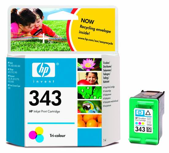 HP 343 Tri-color Ink Cart, 7ml, C8766EE (C8766EE#BA3)