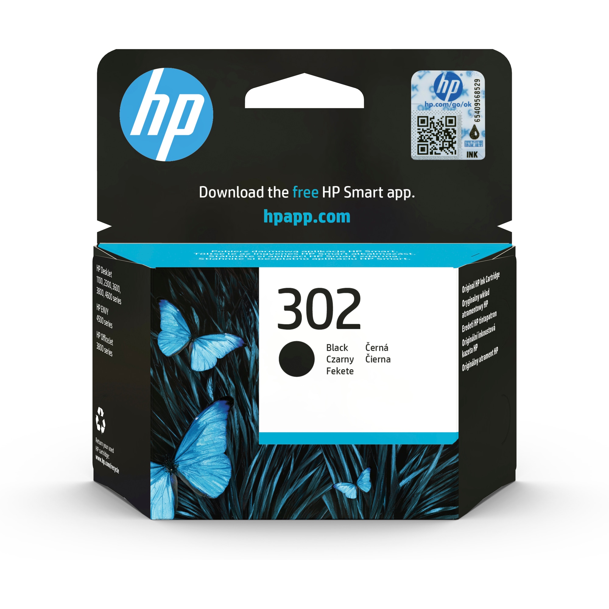 HP 302 Black Original Ink Cartridge, , F6U66AE (F6U66AE#BA3)