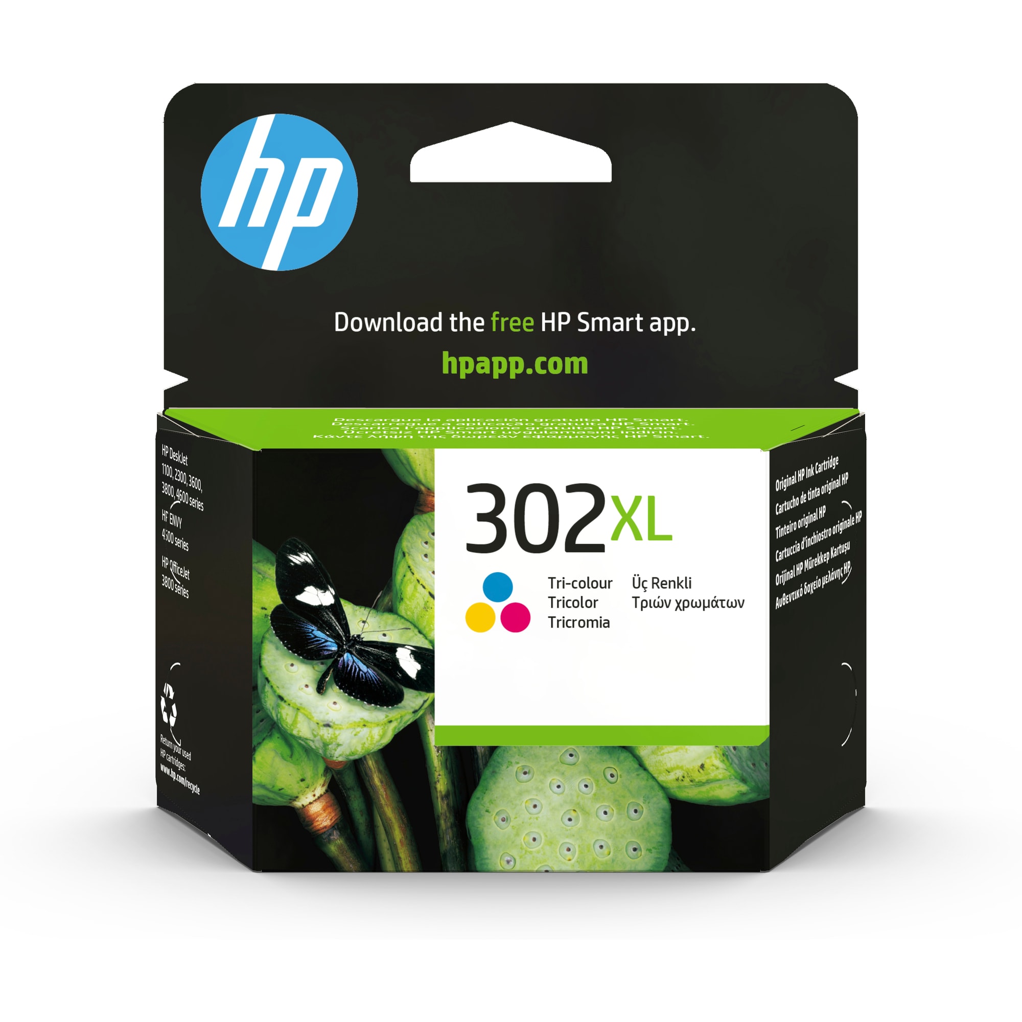 HP 302XL High Yield Tri-color Original Ink Cartridge, , F6U67AE (F6U67AE#BA3)