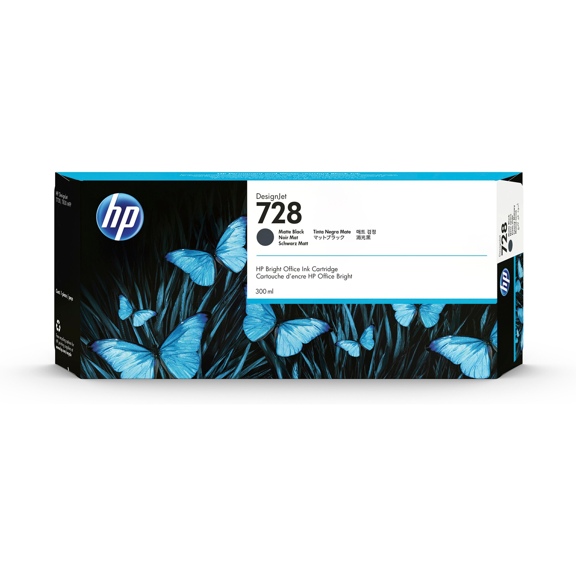 HP 728 300-ml Matte Black DesignJet Ink Cartridge (F9J68A)