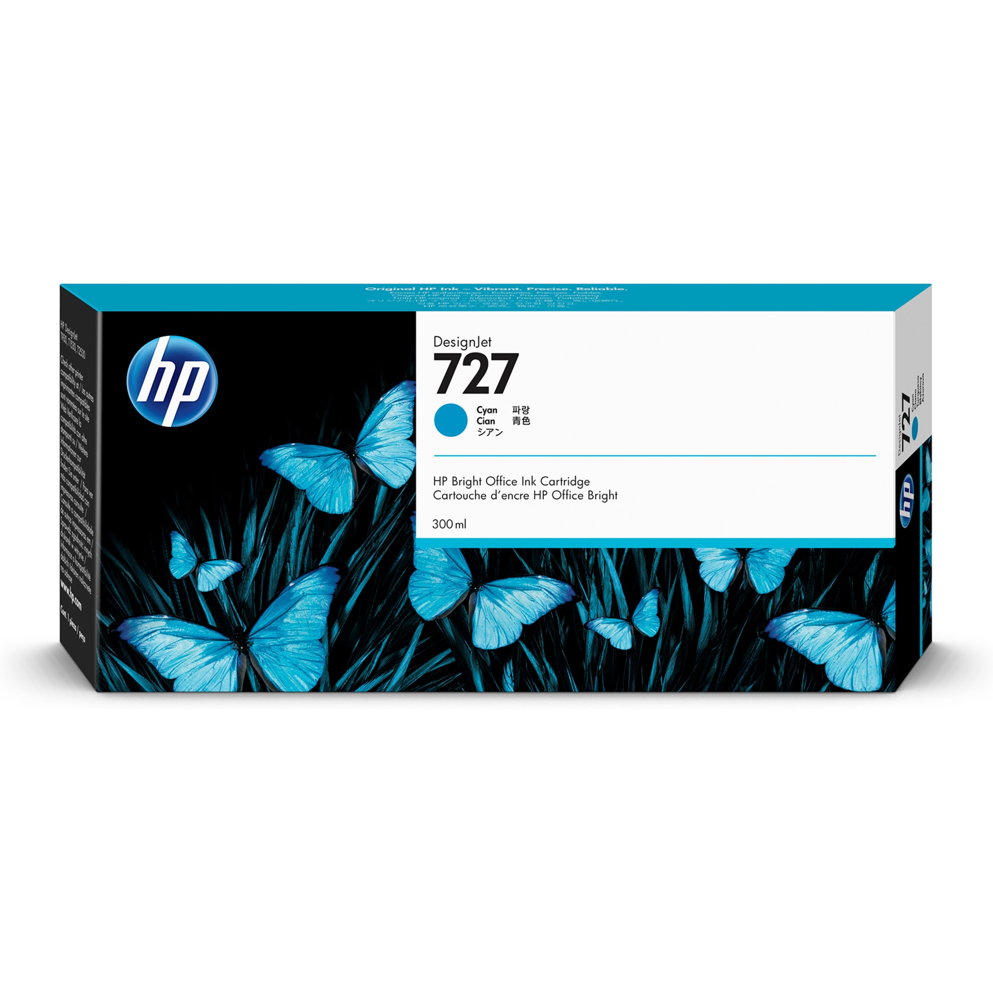 HP 727 300-ml Cyan DesignJet Ink Cartridge (F9J76A)