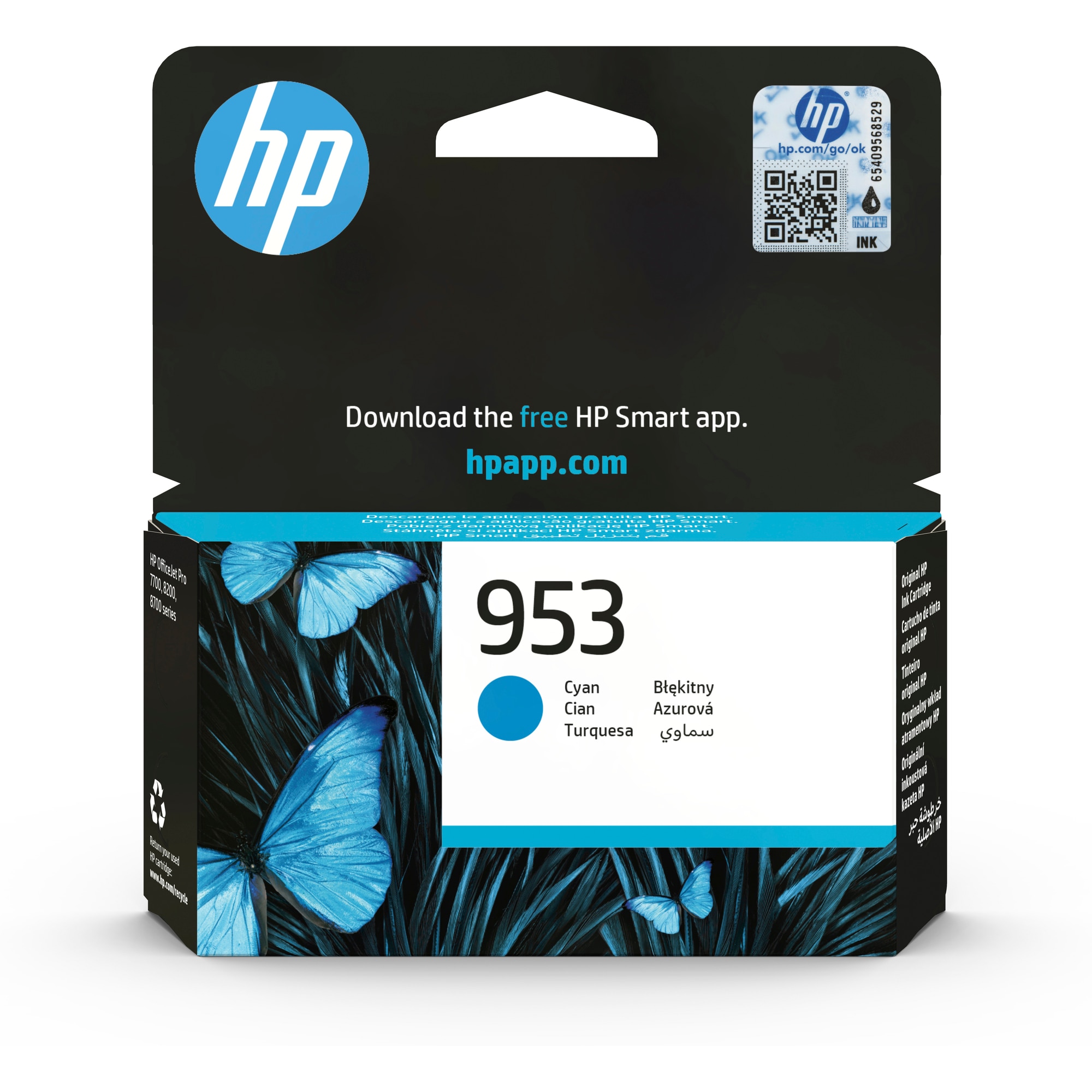 HP 953 Cyan Original Ink Cartridge (F6U12AE#BGY)