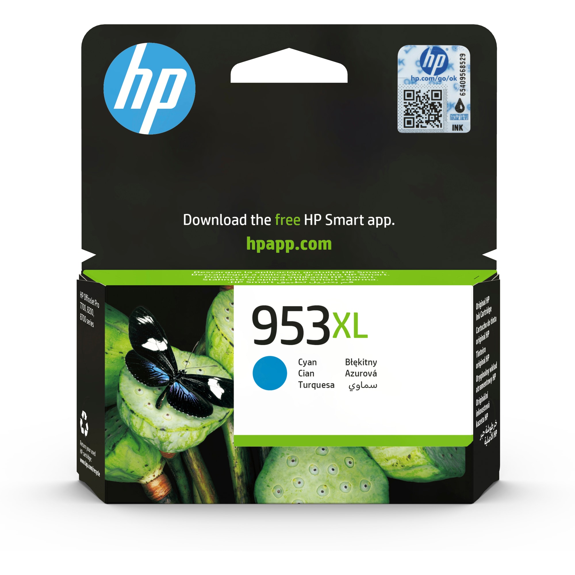 HP 953XL High Yield Cyan Original Ink Cartridge (F6U16AE#BGY)