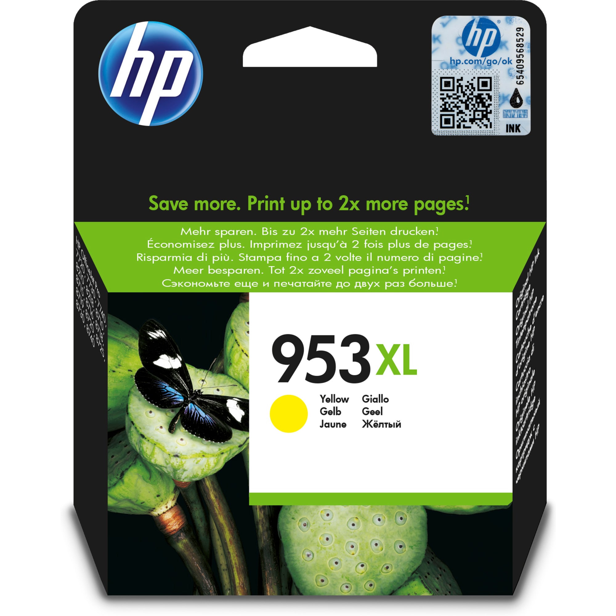 HP 953XL High Yield Yellow Original Ink Cartridge (F6U18AE#BGY)