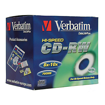 VERBATIM CD-RW(10-Pack)Jewel/High Speed/8x-12x/DLP/700MB (43148)