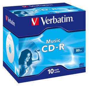 VERBATIM CD-R(10-pack)Audio/Live it!/Colour/Jewel/80Min (43365)