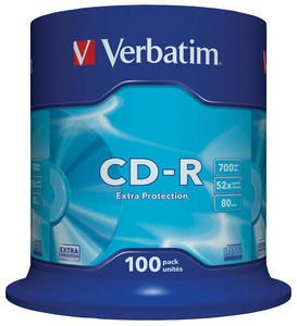 VERBATIM CD-R(100-Pack)Spindle/EP/DL/52x/700MB (43411)