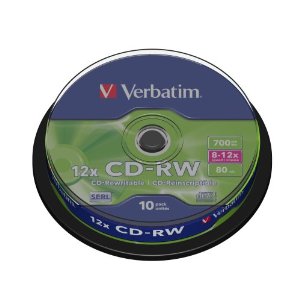 VERBATIM CD-RW(10-Pack)Spindle/8x-12x/High Speed/DLP/700MB (43480)