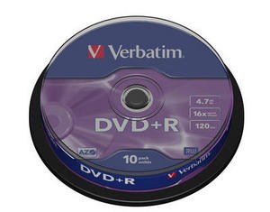 VERBATIM DVD+R(10-Pack)Spindle/General Retail/16x/4.7GB (43498)