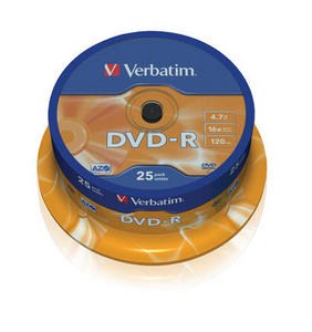 VERBATIM DVD-R(25-Pack)Spindle/General Retail/16x/4.7GB (43522)