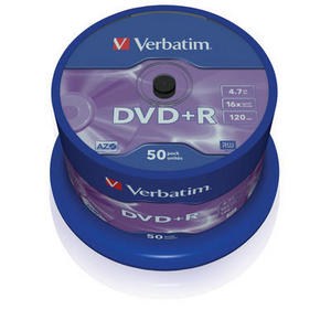 VERBATIM DVD+R(50-Pack)Spindle/General Retail/16x/4.7GB (43550)